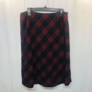 Vintage Kate Hill Red & Black Buffalo Plaid Skirt size 14 100% Wool Tartan